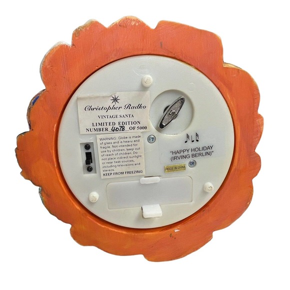 Vintage Christopher Radko‎ Santa Ltd Ed Snow Globe Musical #4078 Of 5000 - Picture 9 of 9